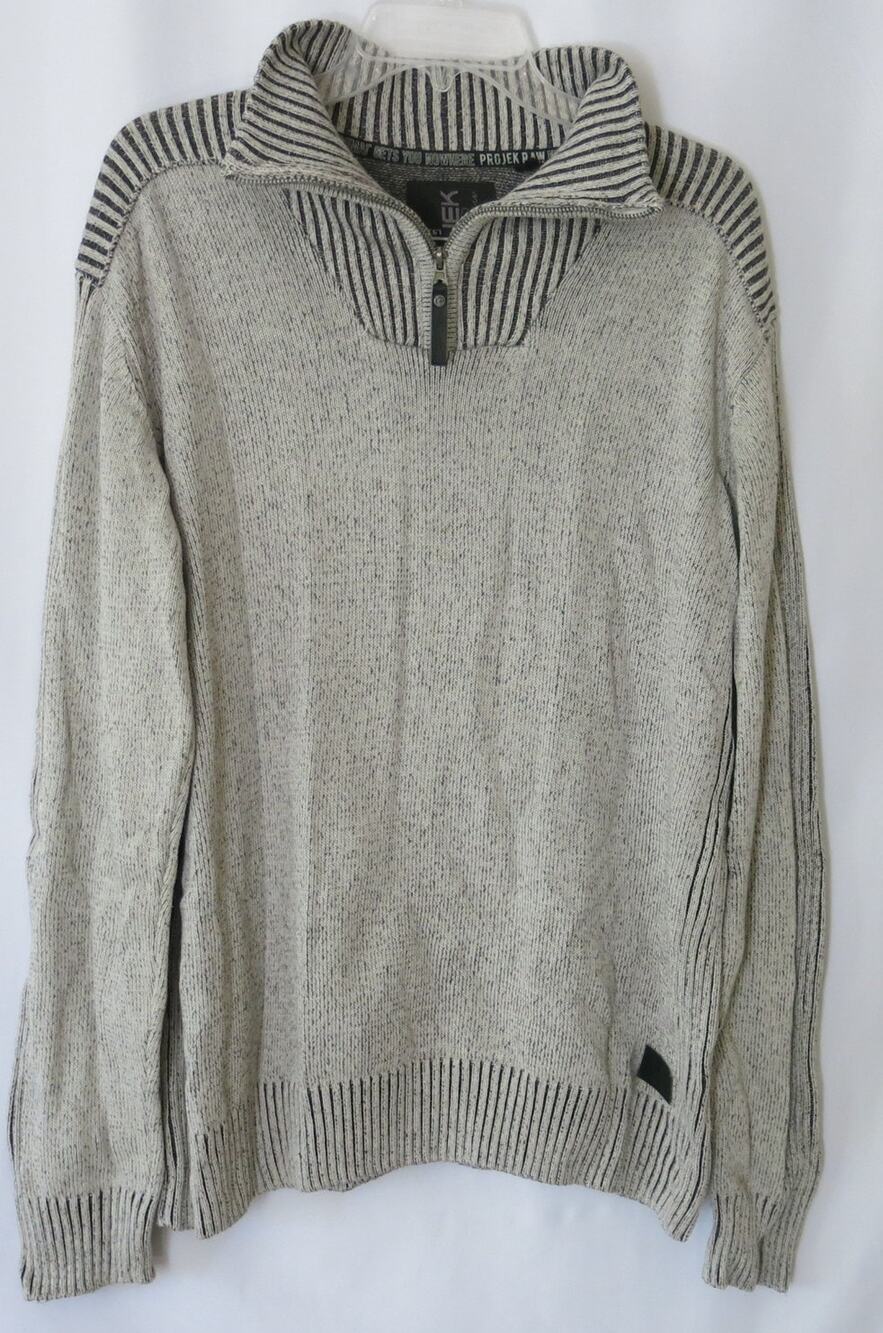 PROJEK RAW Sweater/Pullover Size XL Men's 1/4 Zip Long Sleeve Black/Gray Warm